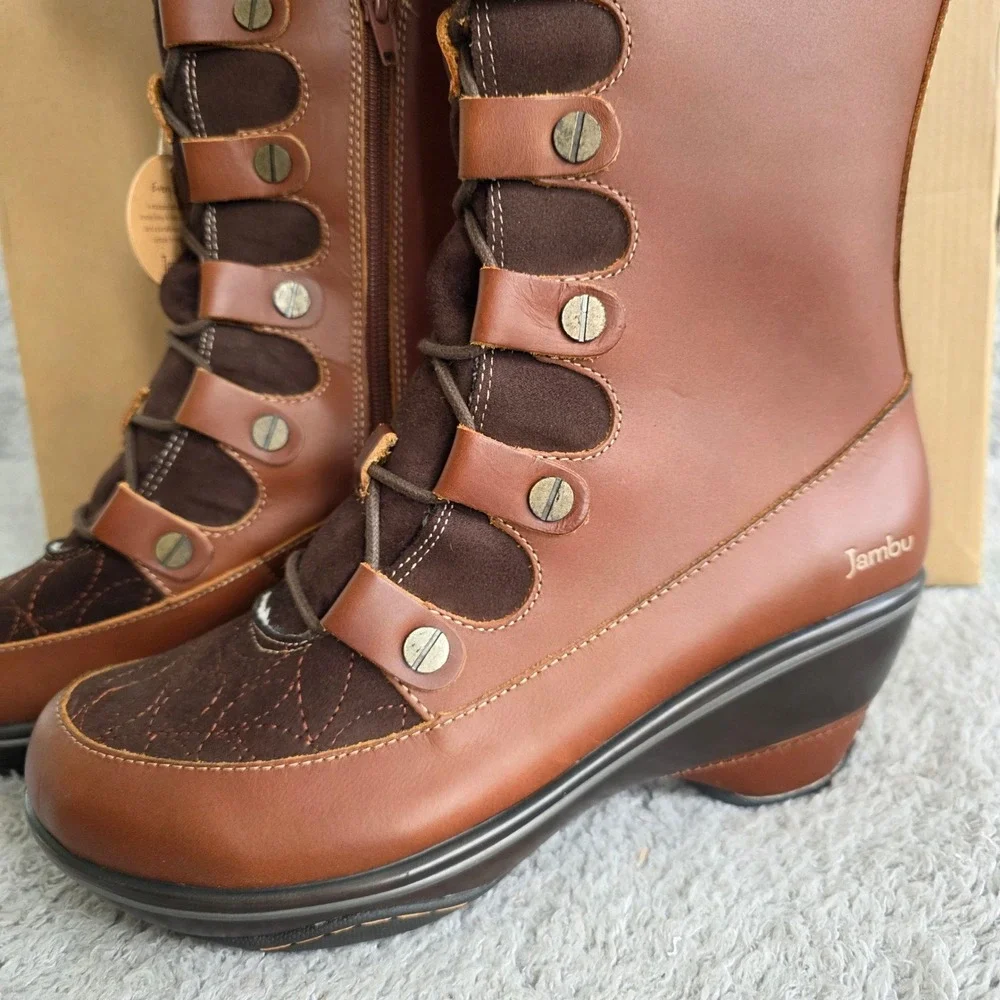 Jambu Cruise Encore Leather Suede‎ Lace Up Wedge Snow Boots Women's 7.5 NEW